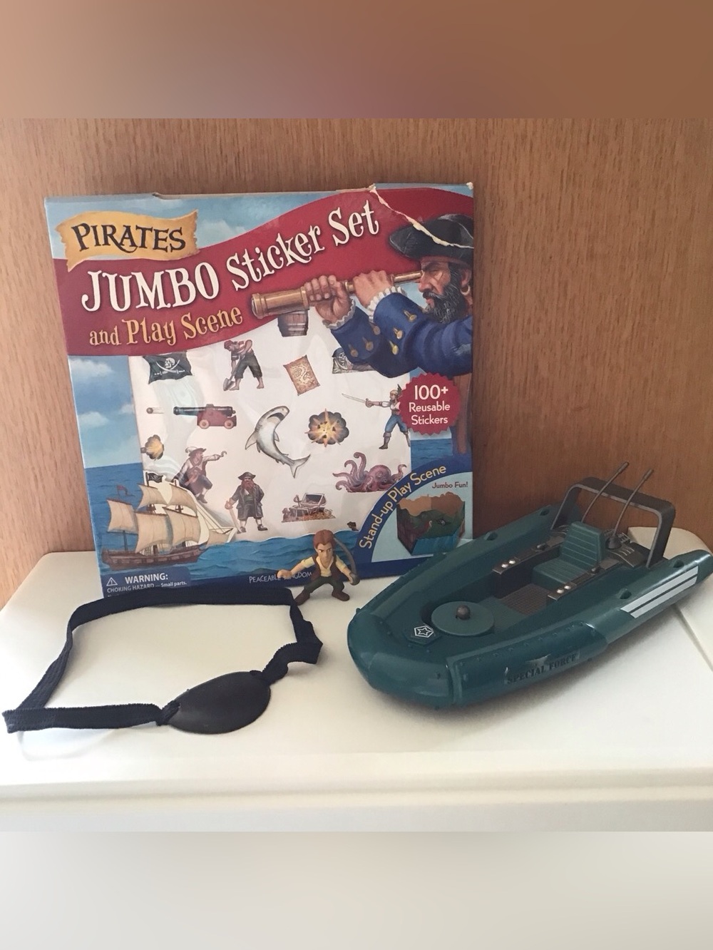 Pirates Lot Sharks Ocean Life Jumbo Sticker Set Play Scene Eye Patch Disney Toy